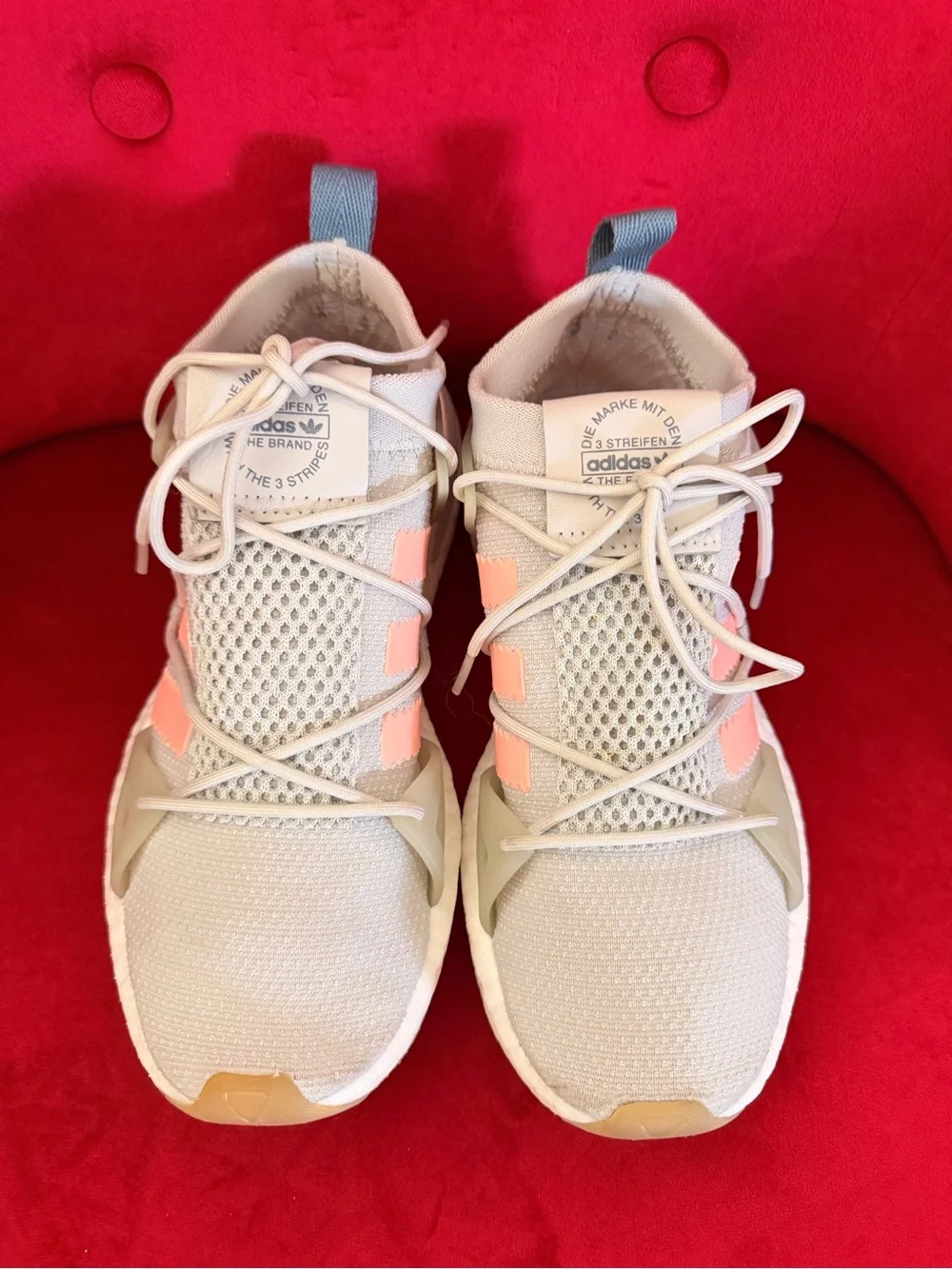 adidas Kids Sneakers in Light Gray and Coral